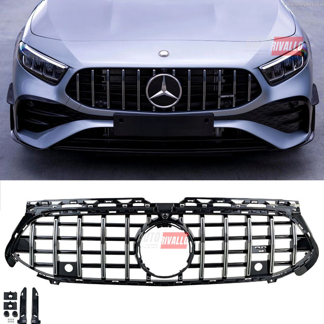 Mercedes Classe A W177 2023-2026 Griglia Anteriore AMG A45s GTR Look Nero Cromato