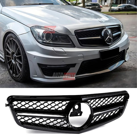 Griglia anteriore C63 AMG look per Mercedes C204 nero lucido