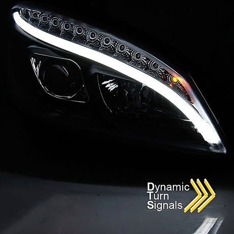 Mercedes Classe C W204 07-10 Fari Anteriori DRL LED Neri Freccia Sequenziale