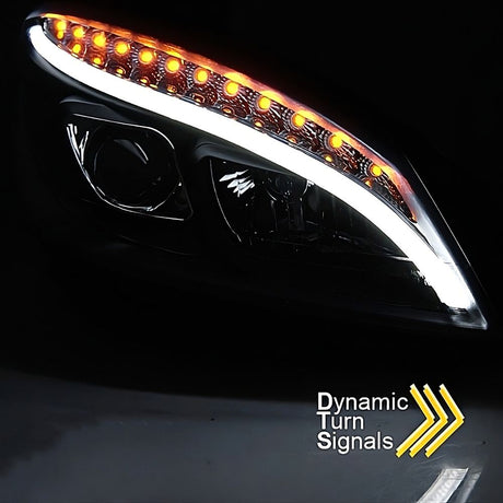 Mercedes Classe C W204 07-10 Fari Anteriori DRL LED Neri Freccia Sequenziale