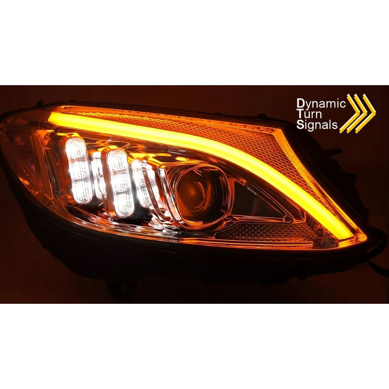 Mercedes C W205 S205 C205 A205  2014-2018 Fari Anteriori LED Neri Lightube