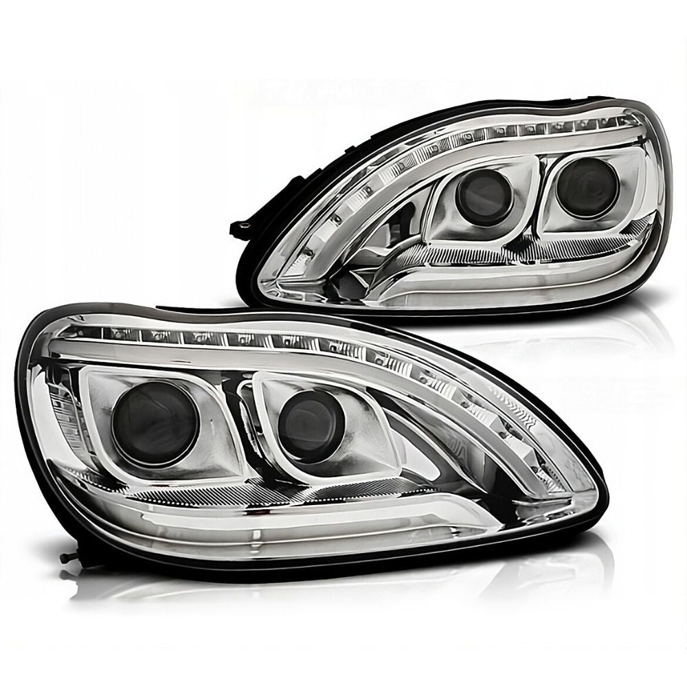 Mercedes Classe S W220 98-05 Fari Anteriori a LED Cromati