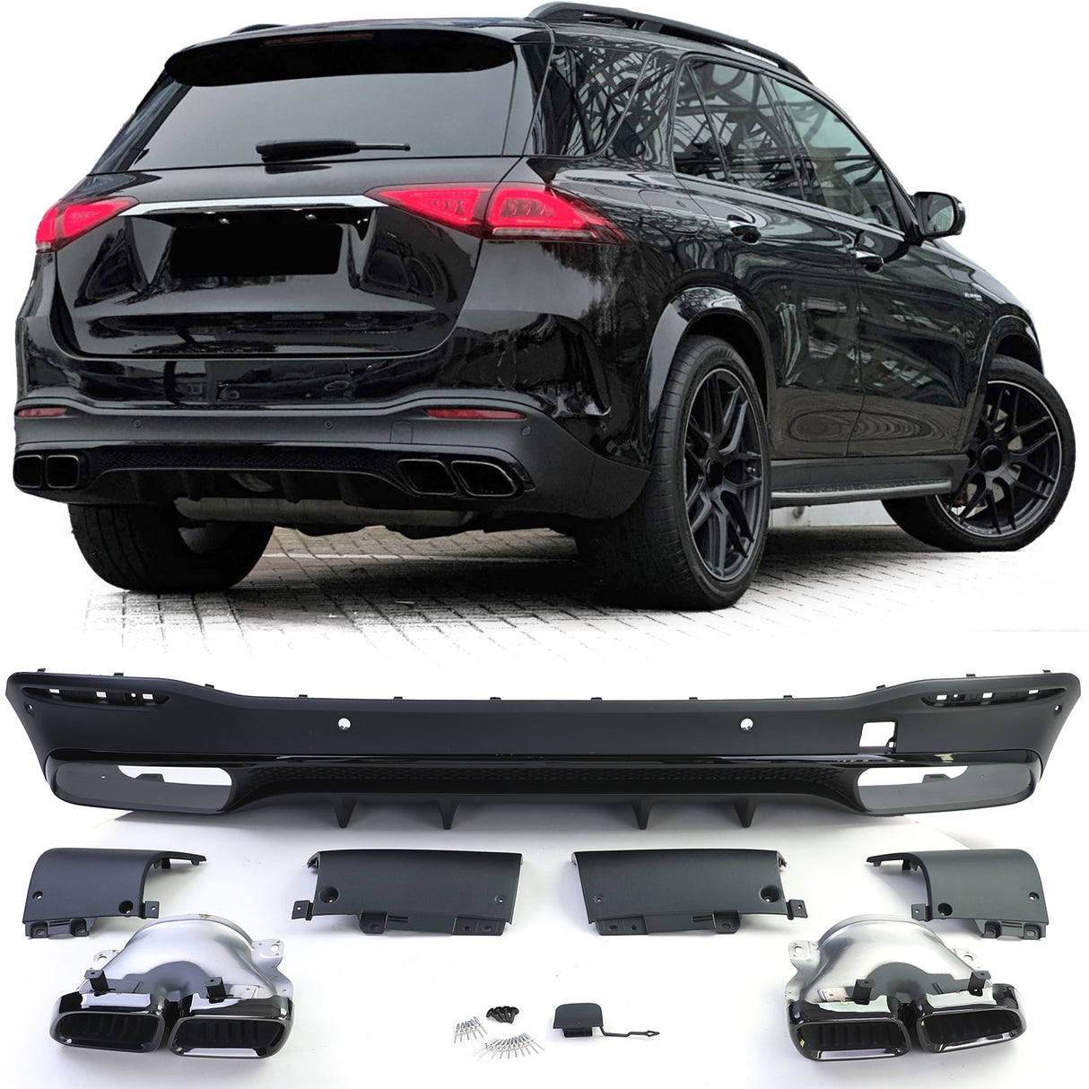 Mercedes GLE W167 2019-2023 AMG Line Diffusore Posteriore Nero in Ottica MAG 63