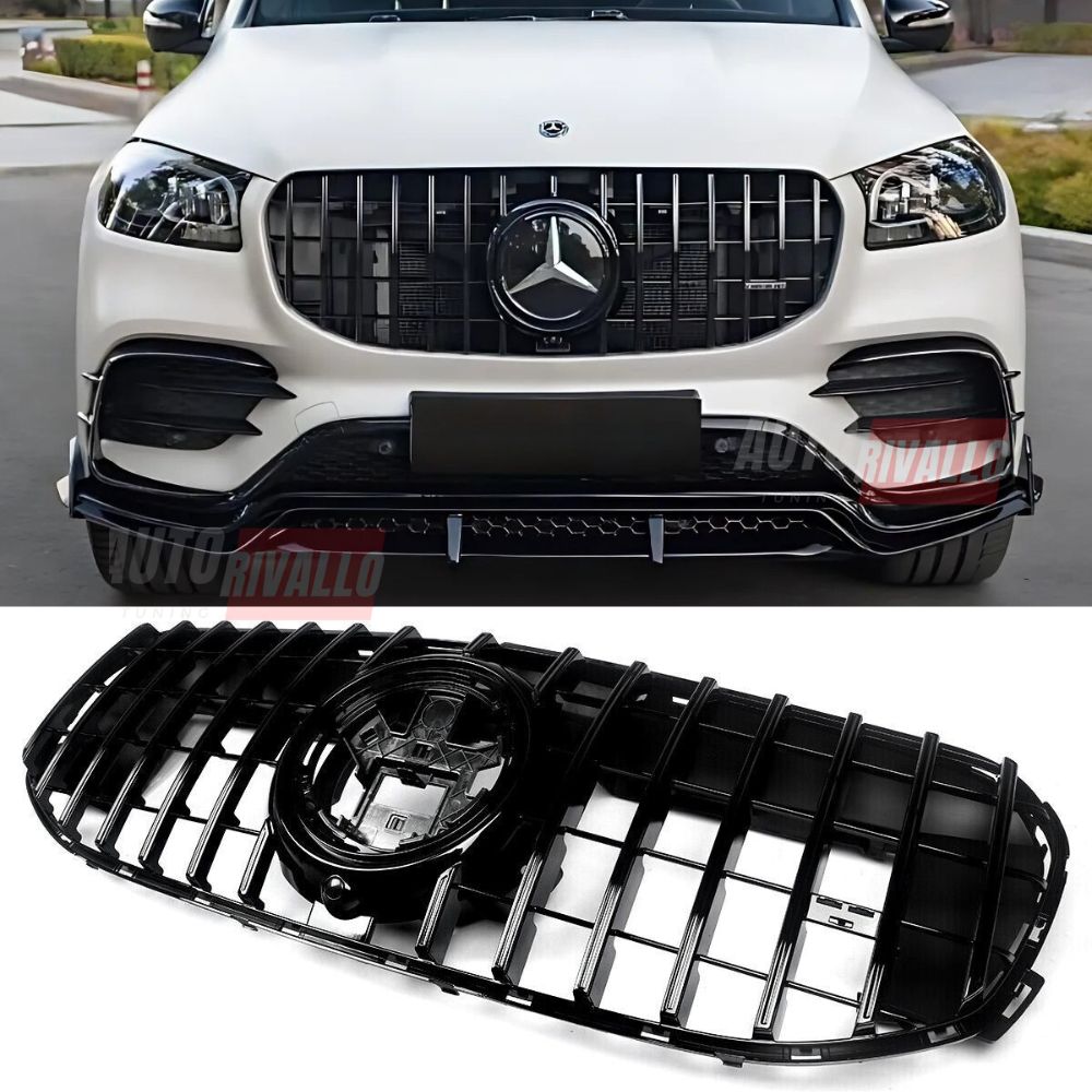 Mercedes GLS X167 2019-2023 Griglia Radiatore AMG 63 GTR Look Calandra Anteriore Nero Lucido