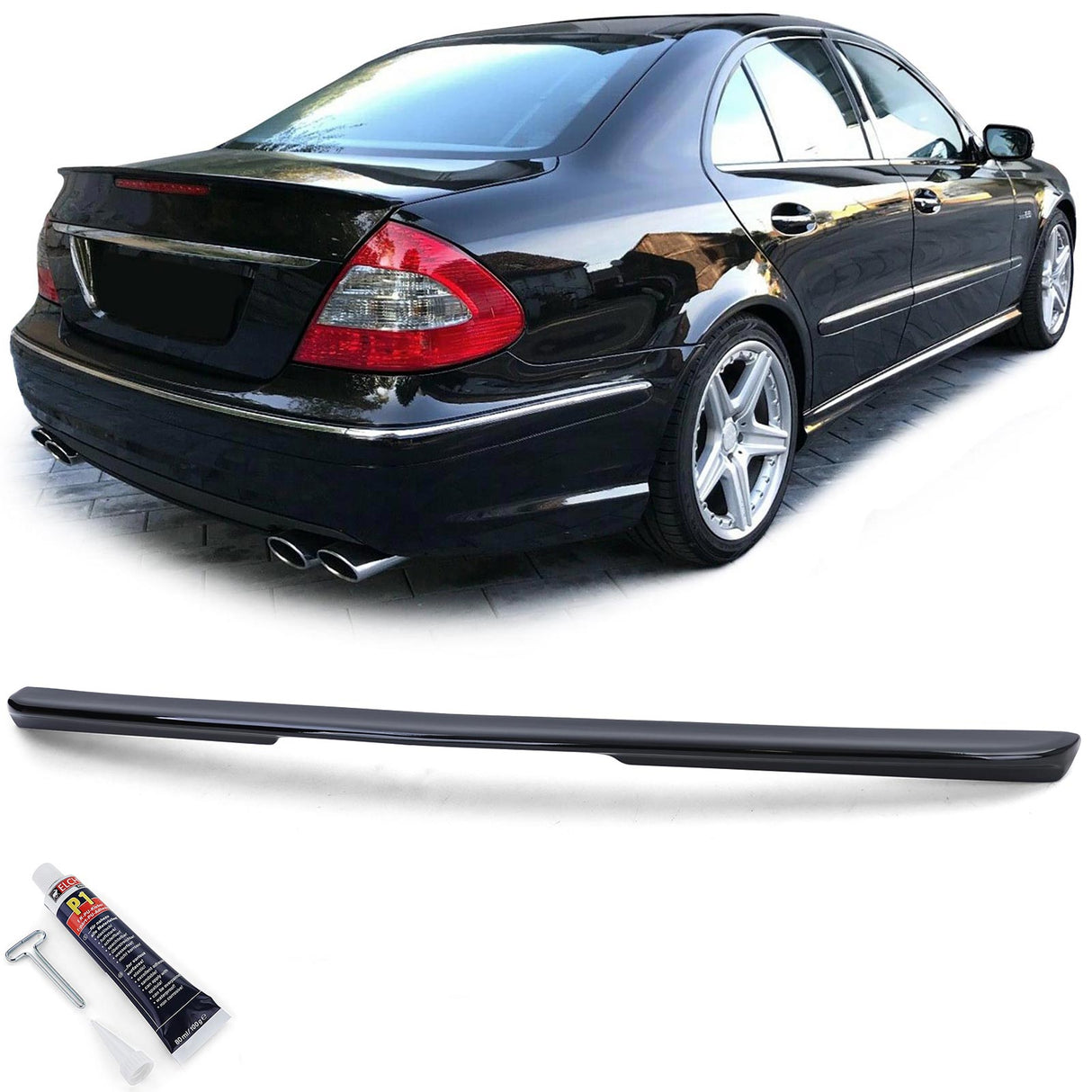 Mercedes E W211 Berlina 2002-2008 Spoiler Cofano Nero Lucido
