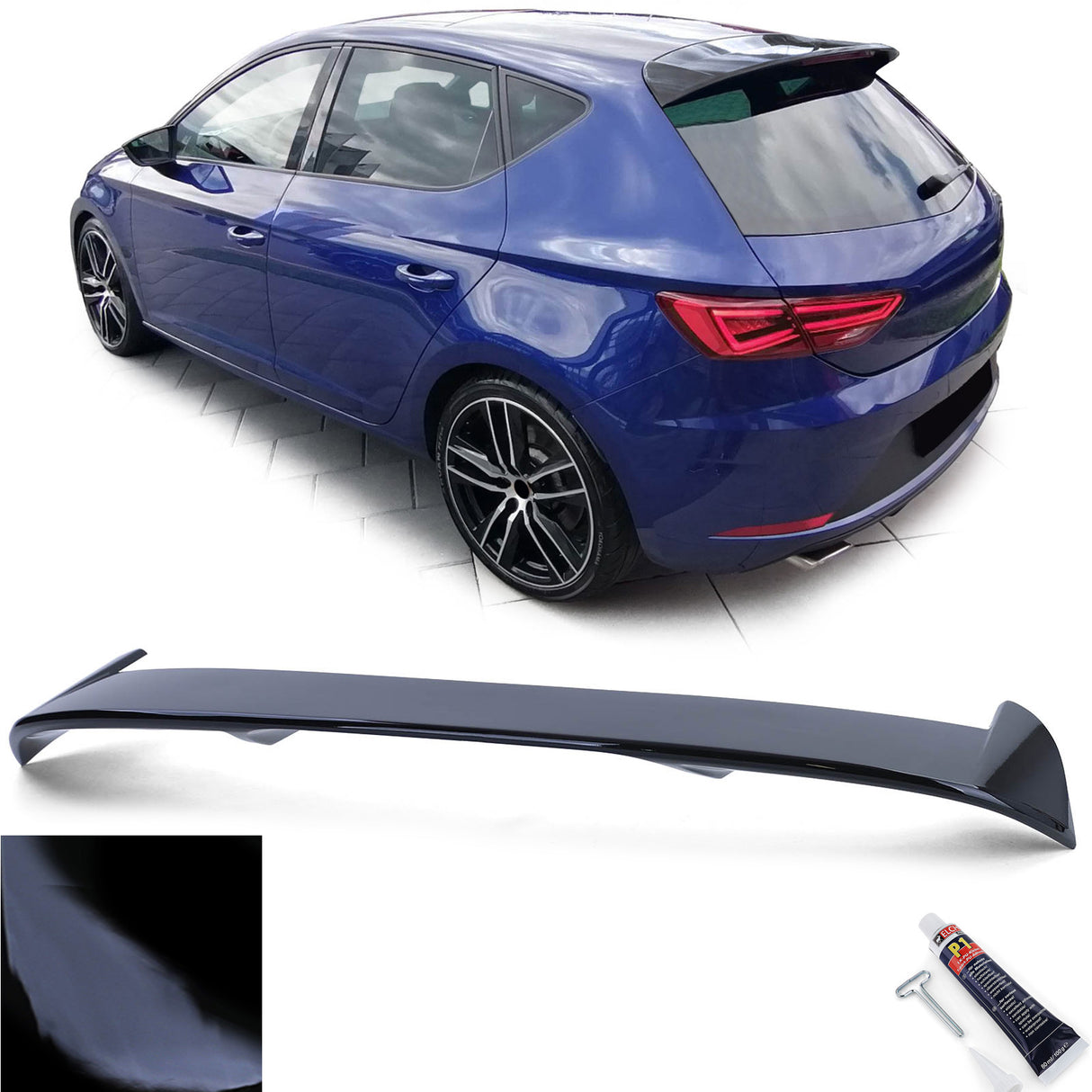 Seat Leon 3 5F 2012-2017 Spoiler Tetto Posteriore Nero Lucido