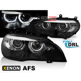 Fari anteriori Angel Eyes 3D LED per BMW X5 E70 con luce diurna DRL