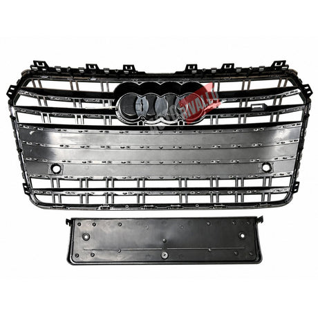 Vista posteriore della calandra Audi A7 4G 2014-2018 S7 Look nera lucida con portatarga