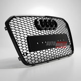 Vista frontale calandra Audi A6 S6 4G C7 pre-restyling Griglia RS6 Look installata,  nero lucido.