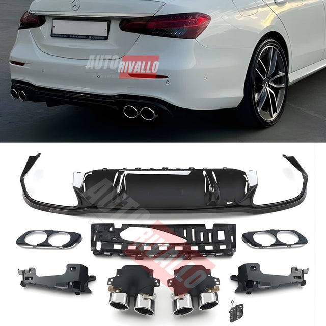 Diffusore posteriore AMG E55 look Mercedes Classe E W213 berlina 2020-2023, nero lucido