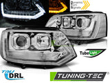 VW T5 2010-2015 Fari Anteriori LED Light Tube T6 Look Cromati - autorivallo