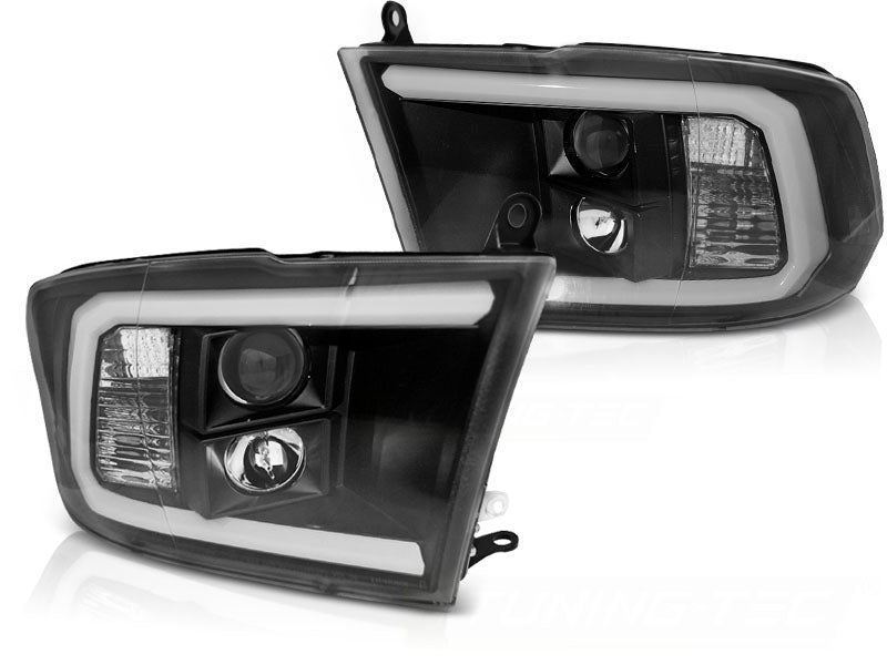 Dodge Ram 2009-2018 Fari Anteriori LED Light Tube Nero - autorivallo