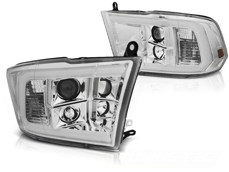 Dodge Ram 2009-2018 Fari Anteriori LED Light Tube Cromati - autorivallo