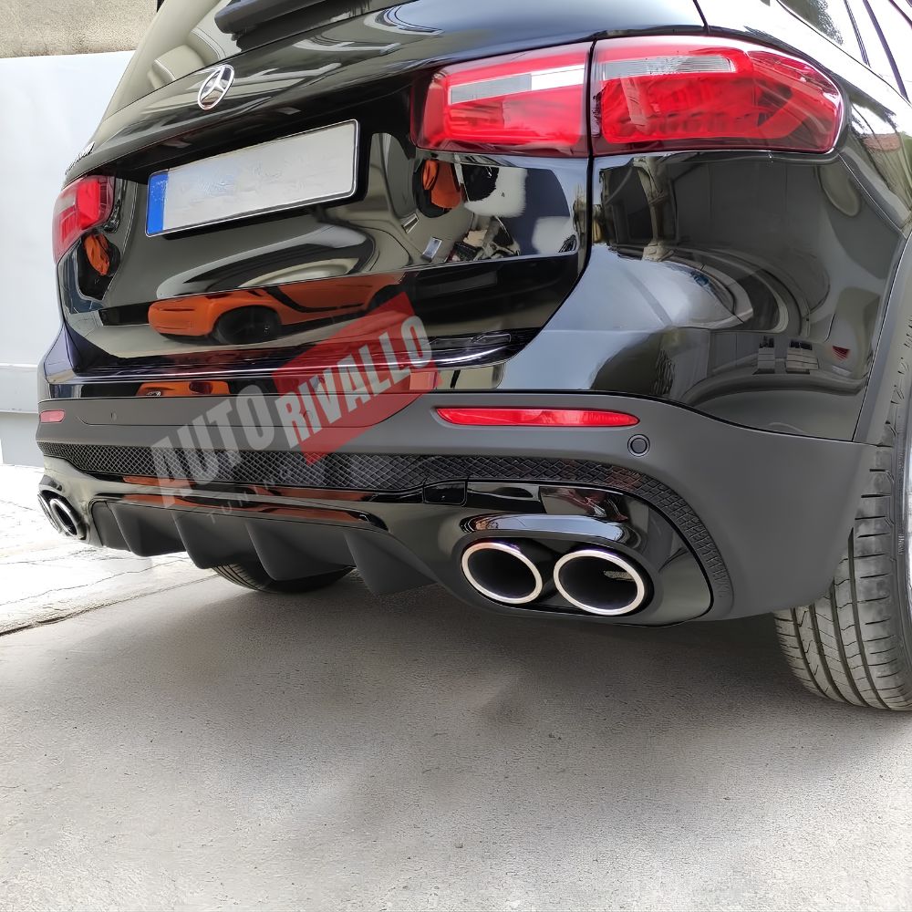 Diffusore posteriore Mercedes GLB X247 AMG GLB35 Look nero con quattro terminali cromati
