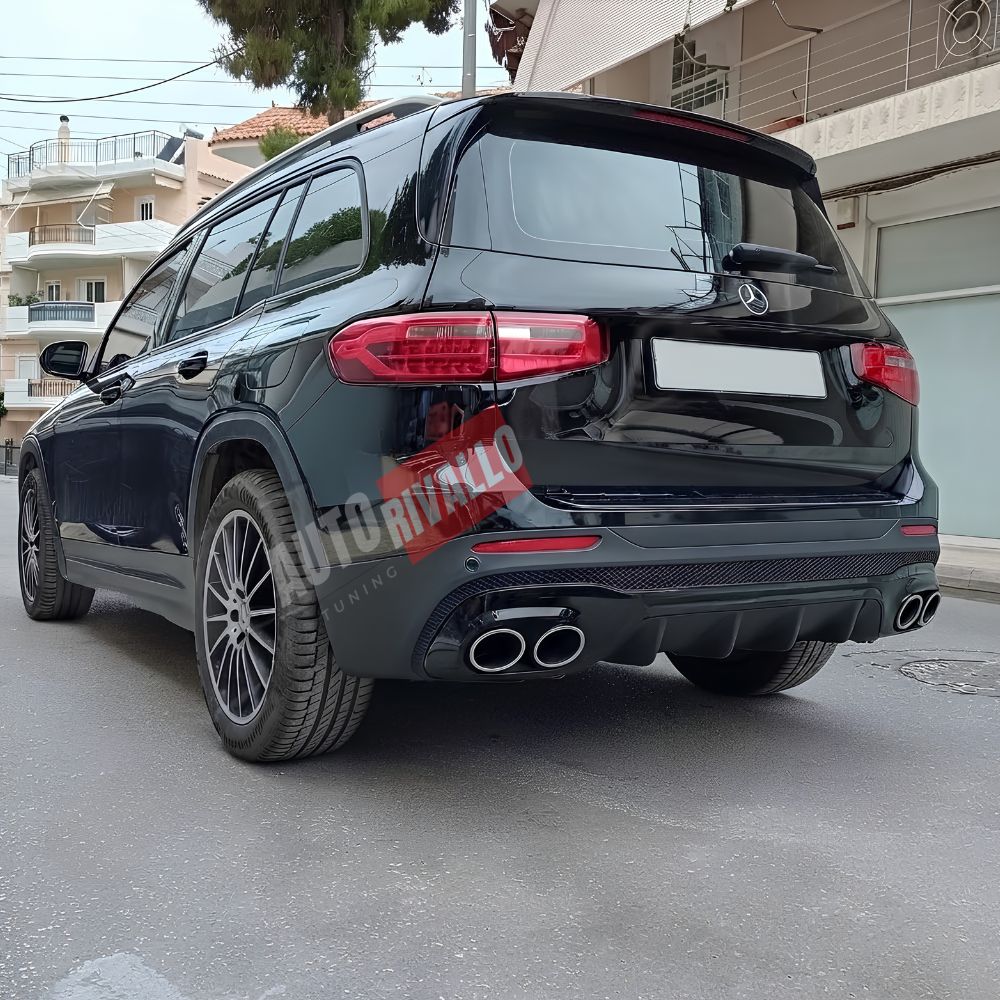 Diffusore sportivo Mercedes GLB X247 AMG GLB35 Look nero lucido con  terminali cromati