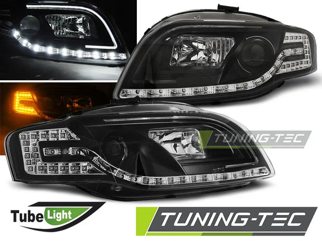 Audi A4 B7 2004-2008 Fari Anteriori LED Light Tube Nero - autorivallo