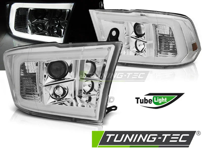Dodge Ram 2009-2018 Fari Anteriori LED Light Tube Cromati - autorivallo