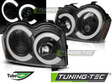Jeep Grand Cherokee 2005-2007 Fari Anteriori LED Light Tube Nero - autorivallo