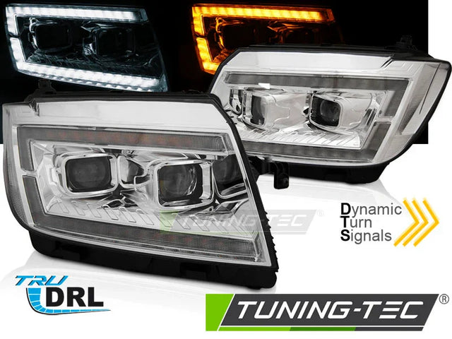 VW Crafter II 2017-2024 Fari Anteriori LED Light Tube Cromati - autorivallo