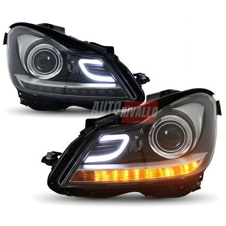Fari anteriori con luci di posizione e freccia a LED per Mercedes W204 2011-2015.