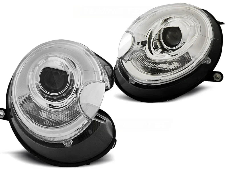 Mini R56 R57 2006-2014 Fari Anteriori Lightube LED Cromati - autorivallo