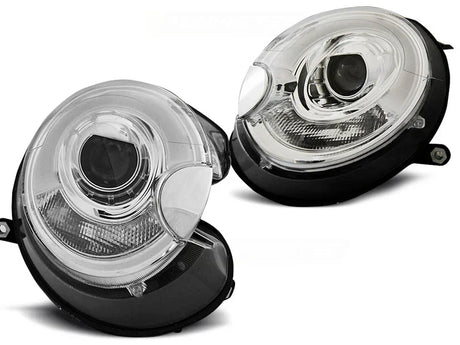 Mini R56 R57 2006-2014 Fari Anteriori Lightube LED Cromati - autorivallo