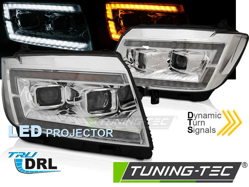 VW Crafter II 2017-2024 Fari Anteriori Full LED Lightube Cromati - autorivallo
