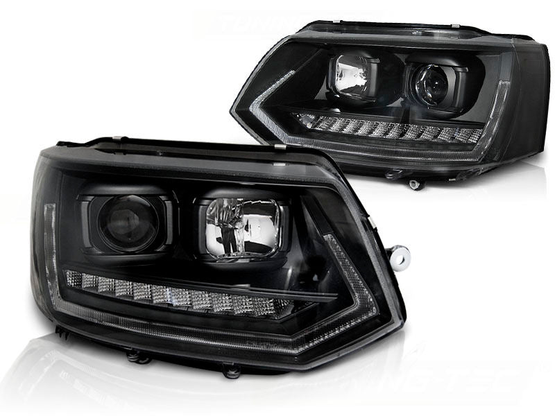 VW T5 2010-2015 Fari Anteriori Light Tube DRL LED Nero - autorivallo