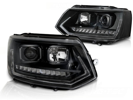 VW T5 2010-2015 Fari Anteriori Light Tube DRL LED Nero - autorivallo