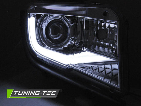 Chevrolet Camaro 2009-2013 Fari Anteriori LED Light Tube Cromati - autorivallo