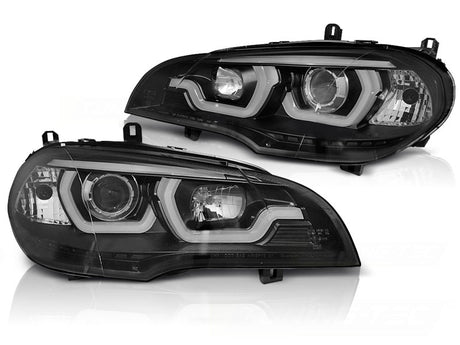 BMW X5 E70 2007-2013 Fari Anteriori LED Light Tube Nero - autorivallo