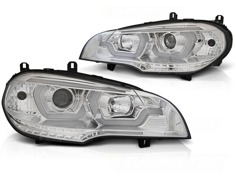 BMW X5 E70 2007-2013 Fari Anteriori LED Light Tube Nero - autorivallo