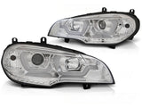 BMW X5 E70 2007-2013 Fari Anteriori LED Light Tube Nero - autorivallo