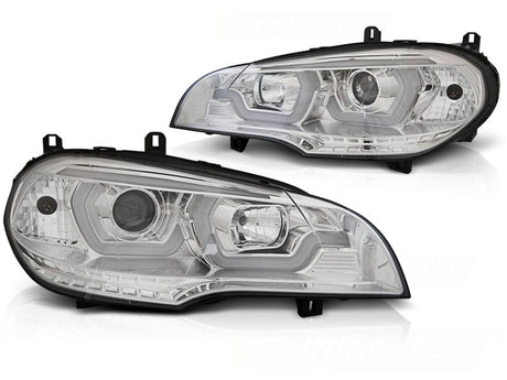 BMW X5 E70 2007-2013 Fari Anteriori LED Light Tube Nero - autorivallo