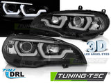 BMW X5 E70 2007-2013 Fari Anteriori LED Light Tube Nero - autorivallo
