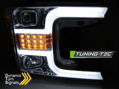 Ford F-150 Mk13 2017-2020 Fari Anteriori LED Light Tube Cromati - autorivallo