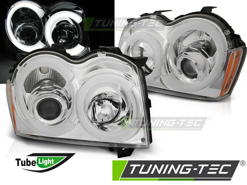 Jeep Grand Cherokee 2005-2008 Fari Anteriori LED Cromati - autorivallo