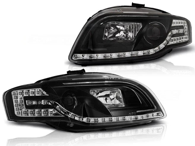 Audi A4 B7 2004-2008 Fari Anteriori LED Light Tube Nero - autorivallo