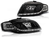 Audi A4 B7 2004-2008 Fari Anteriori LED Light Tube Nero - autorivallo