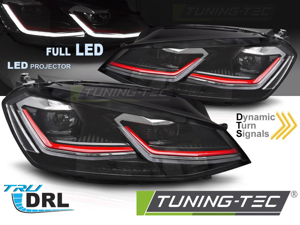 VW Golf 7 2012-2017 Fari Anteriori Full LED Diurne GTI Look - autorivallo