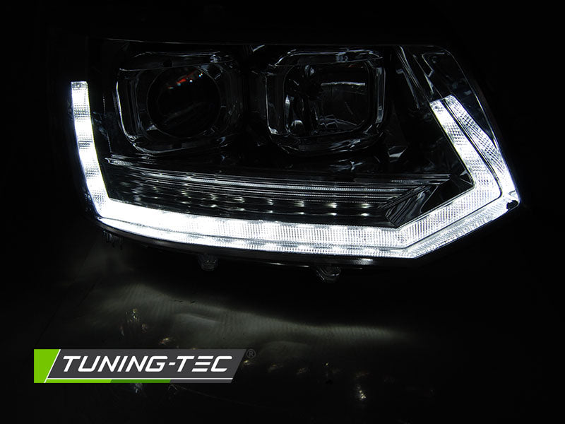 VW T5 2010-2015 Fari Anteriori LED Light Tube T6 Look Cromati - autorivallo