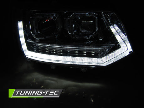 VW T5 2010-2015 Fari Anteriori LED Light Tube T6 Look Cromati - autorivallo