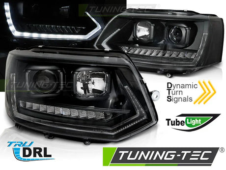 VW T5 2010-2015 Fari Anteriori Light Tube DRL LED Nero - autorivallo