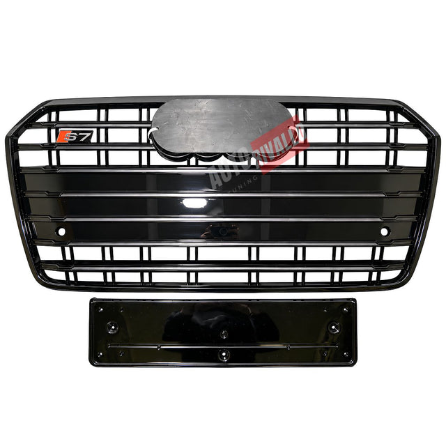 Griglia anteriore Audi A7 4G restyling S7 Look nero lucido con logo S7 e supporto targa