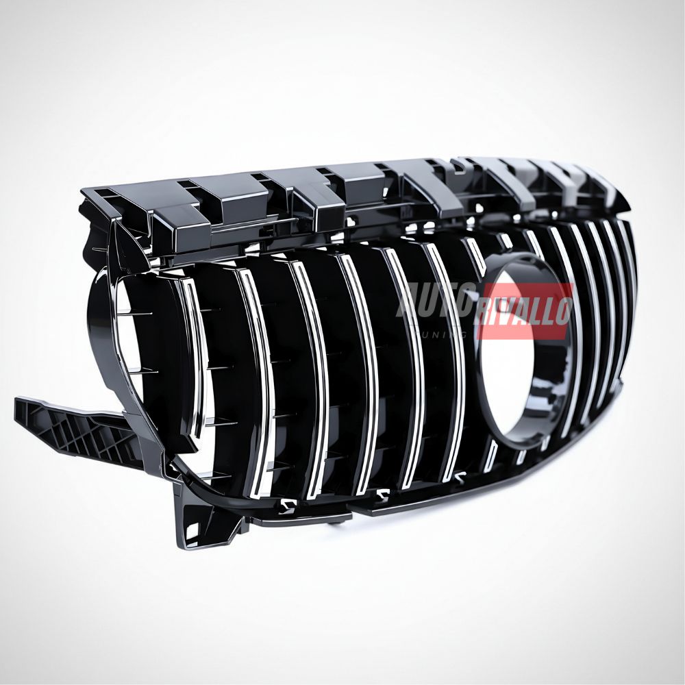 Griglia anteriore nero lucido con profili cromati per Mercedes CLA C117. Compatibilità garantita.
