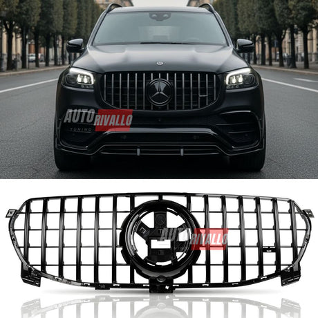 Griglia anteriore Mercedes GLE W167 2019-2023 AMG Look GTR, finitura nero lucido.