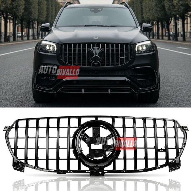 Griglia anteriore Mercedes GLE W167 2019-2023 AMG Look GTR, finitura nero lucido.