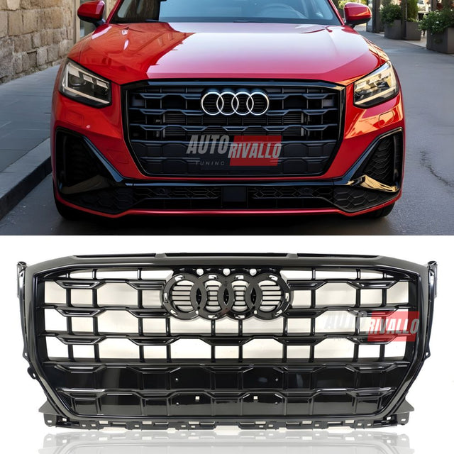 Griglia anteriore Audi Q2 Facelift 2020-2025 S-Line Look nero lucido. 