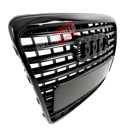 Mascherina anteriore Audi A6 C6 nera lucida con portatarga