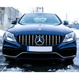 Vista frontale griglia GT Look Mercedes C W205, finitura sportiva.